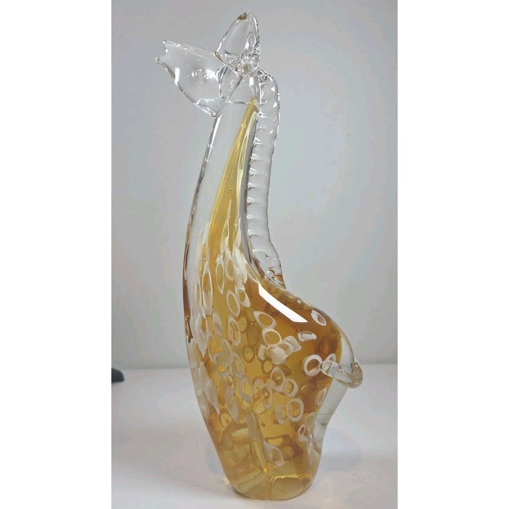 Handmade 10'' Amber Art Glass Giraffe Figurine-Fifth Avenue Crystal-Ex Cond‎